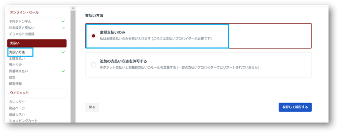 全額支払いのみ選択画面