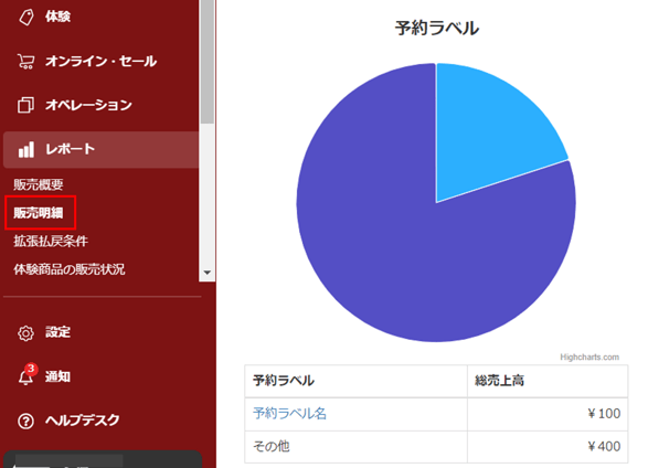 販売明細での予約ラベルフィルター画面