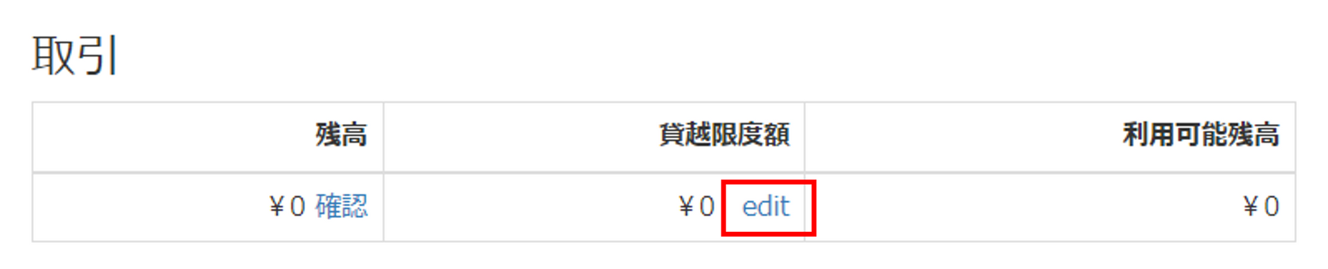 貸越限度額設定画面